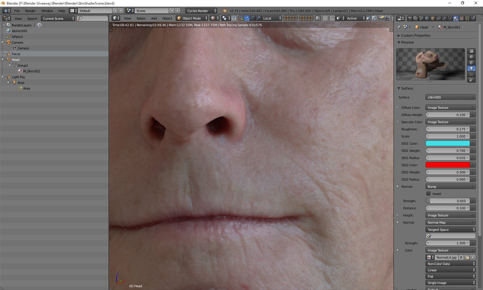 Free Blender Skin shader